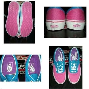 Pink and blue vans size 8